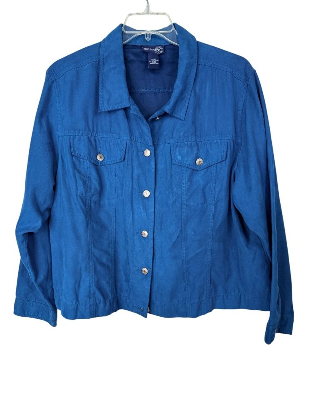 Venezia Jeans Bright Aqua Button Front Womens 22/24 Casual Shirt Jacket Coastal